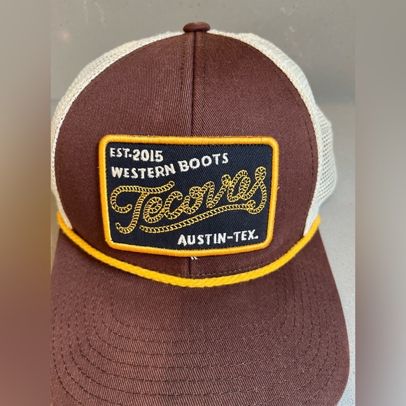 Tecovas Trucker Hat Embroidered Patch Mesh Back Snapback Brown Western Cap - Picture 2 of 9